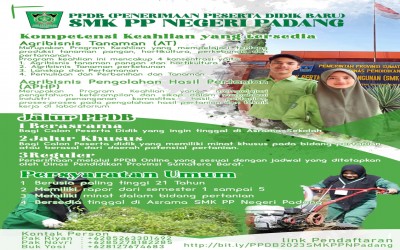 Informasi Penerimaan Peserta Didik Baru SMK Pertanian Pembangunan Negeri Padang